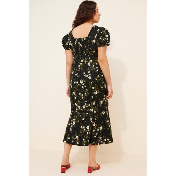 NWT Size 1X - Anthropologie Linen Blend smocked Puff-Sleeve Midi Dress ( US$178) - Picture 6 of 15